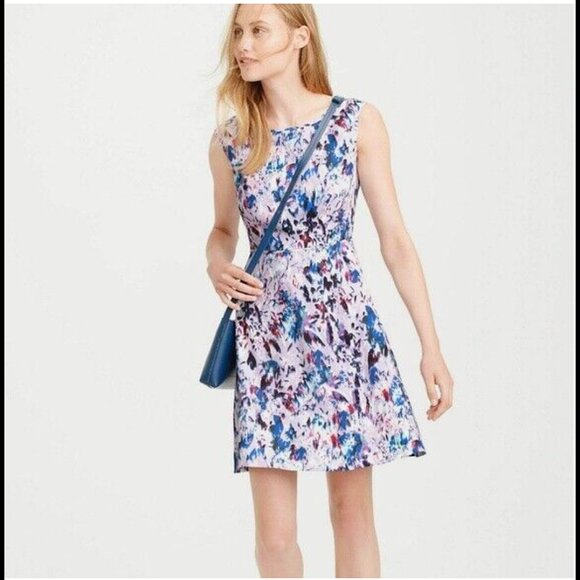 NWOT J. Crew Floral Watercolour Fit & Flare Dress - Picture 1 of 14